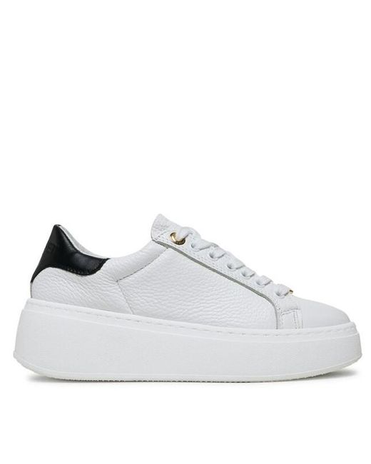 Twinset White Contrasting-Heel Leather Trainers