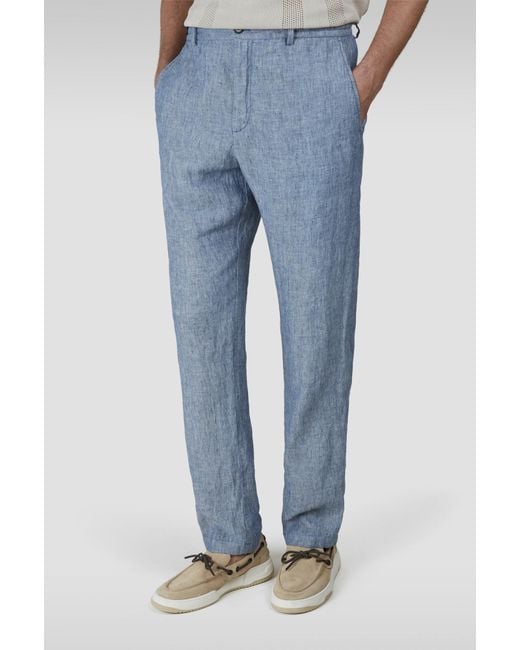 Paul & Shark Blue Linen Trousers for men