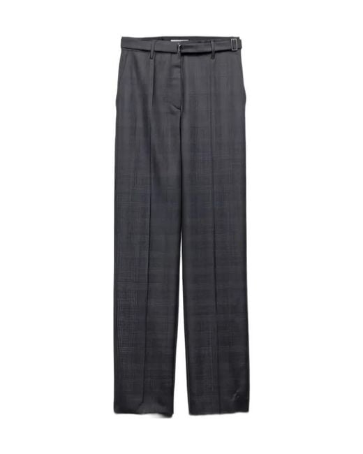 Prada Gray Pleated Belted Trousers