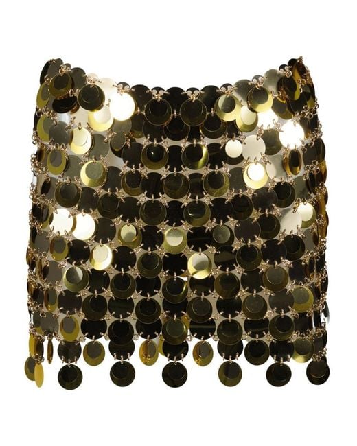 Rabanne Green Sparkle Discs Embellished Skirt