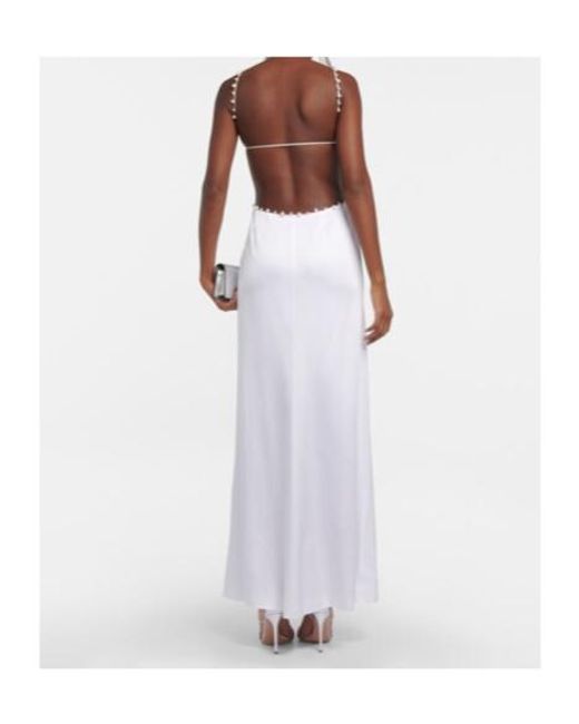 Galvan White Bridal Pearled Cove Cutout Gown