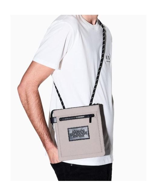 ARMANI EXCHANGE Gray Shoulder Bag With Drawstring for men
