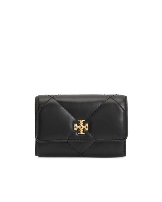 Tory Burch Black Quilted Flap Card Case Wallet