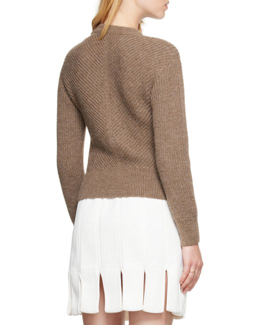 Bottega Veneta Brown Chevron Motif Knit Jumper