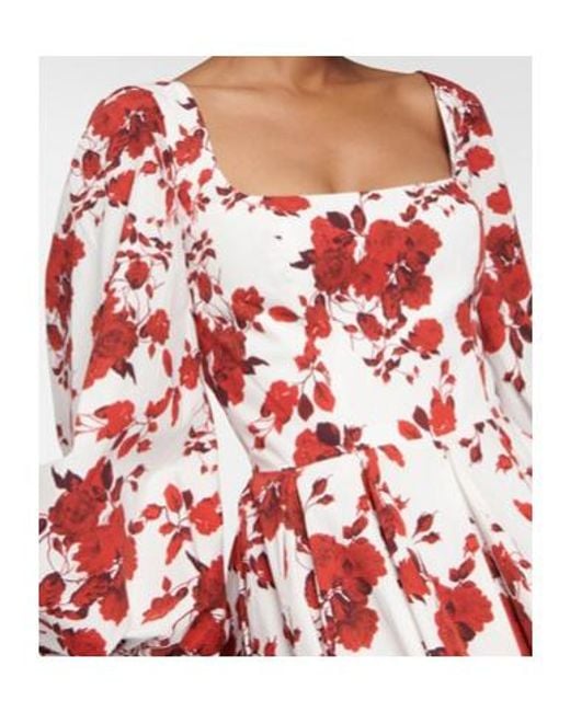 Emilia Wickstead Red Yasmina Floral Cotton Minidress