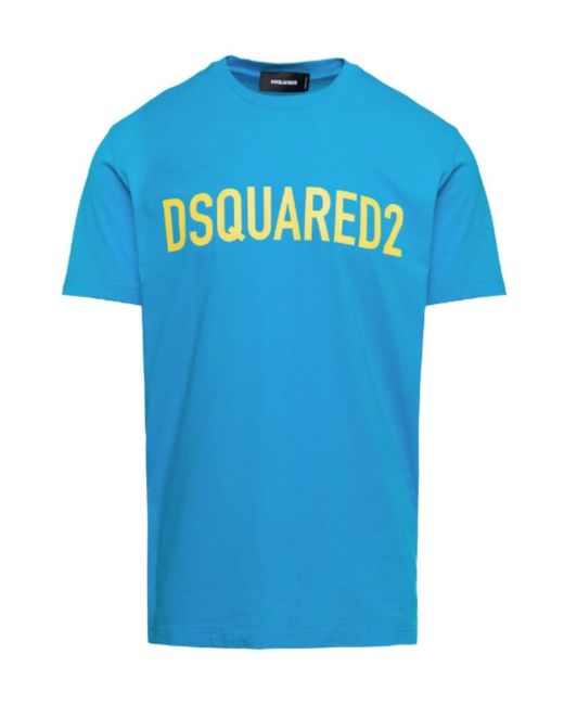 DSquared² Blue Logo Printed Crewneck T-Shirt for men