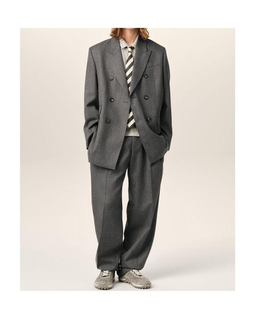 AMI Black Double Breasted Wool Blazer for men