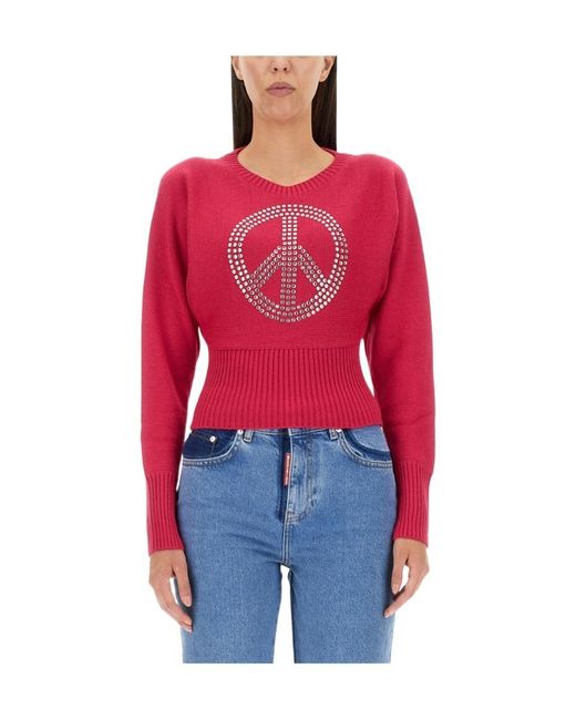 Moschino Red Long-Sleeved Sweater