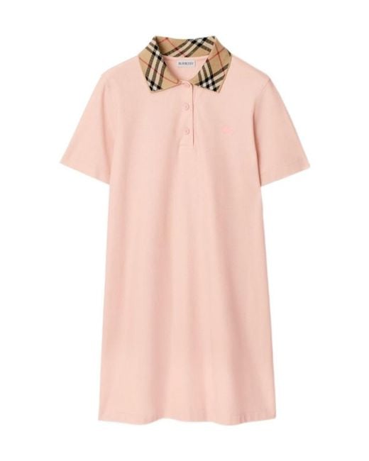 Burberry Pink Check Collar Polo Shirt Dress