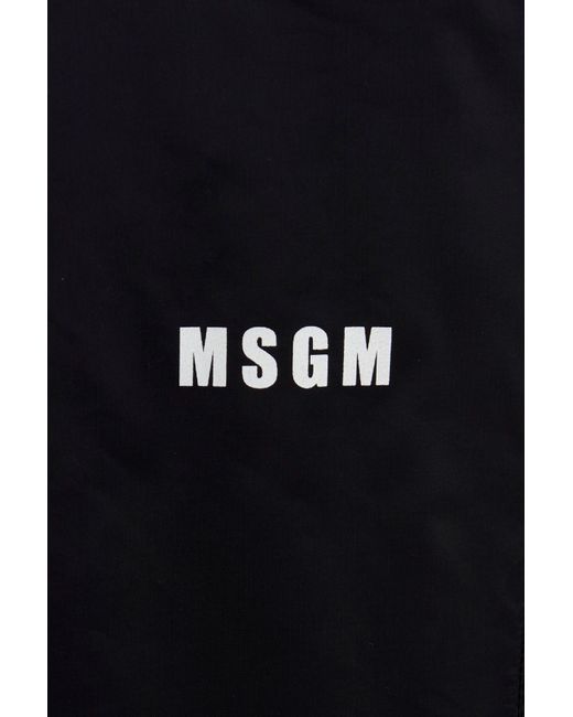 MSGM Black Logo Printed Drawstring Joggers for men