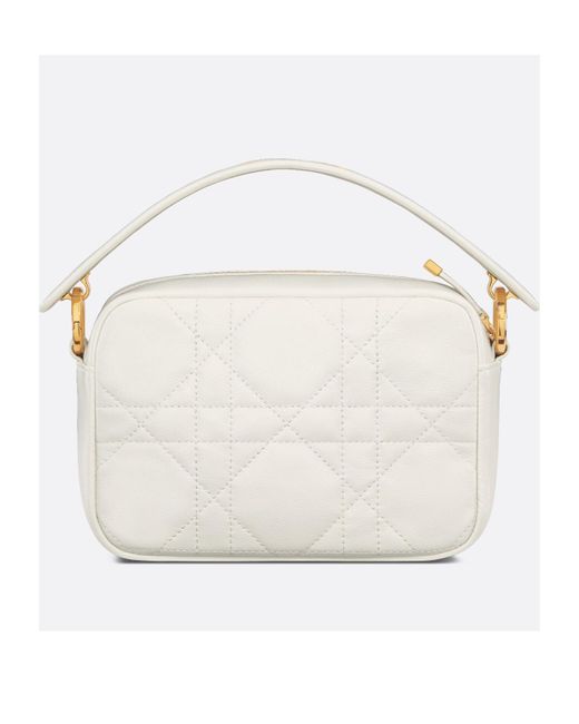 Dior White Small Caro Top Handle Camera Bag
