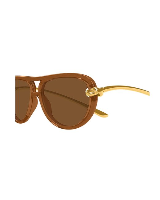 Bottega Veneta Brown Eyewear Aviator Frame Sunglasses