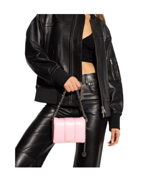 Stand Studio Pink Quilted Leather Satchel Bag
