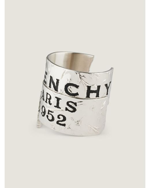 Givenchy White Paris 1952 Logo Engraved Tape Bracelet
