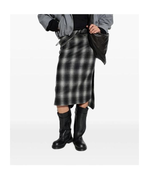 IRO Black Plaid Skirt