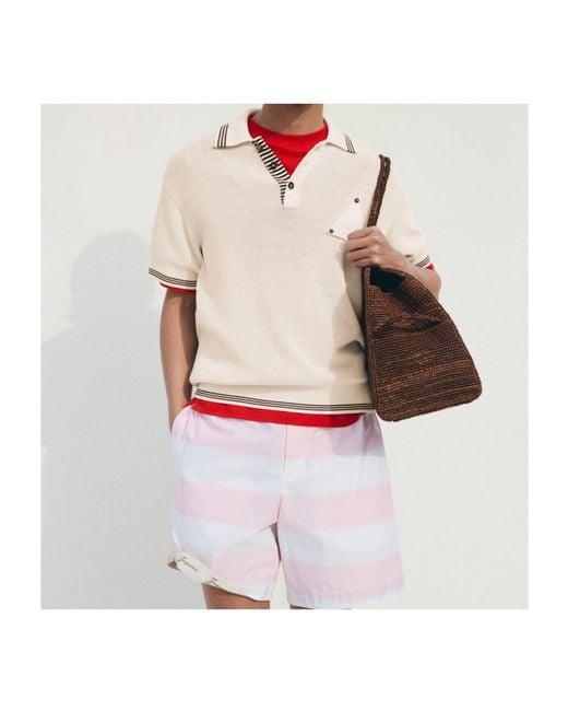 Jacquemus Natural Triangular Detail Knit Polo Shirt for men