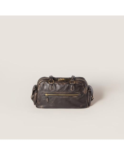 Miu Miu Brown Logo-Detailed Zipped Shoulder Bag
