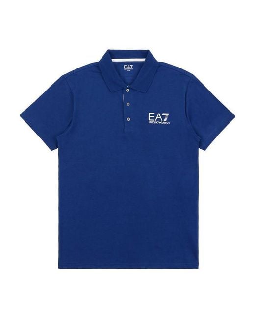 EA7 Blue Logo Printed Polo Shirt for men