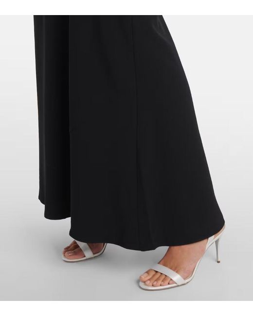 Roland Mouret Black Embellished Caped Satin Crepe Gown