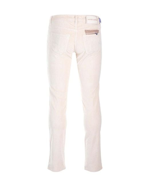 Jacob Cohen White Nick Slim-Fit Corduroy Trousers for men