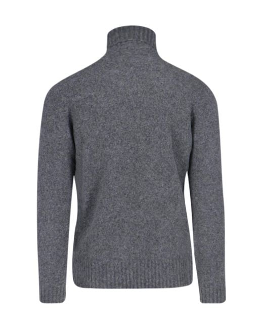 Drumohr Gray Ribbed Turtleneck Sweater for men