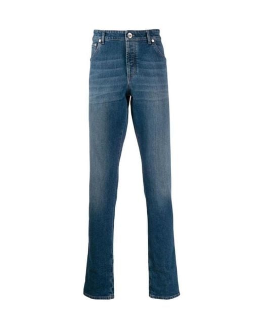 Brunello Cucinelli Blue Faded Wash Skinny Jeans for men