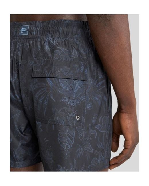 Etro Gray Paisley Swim Shorts for men