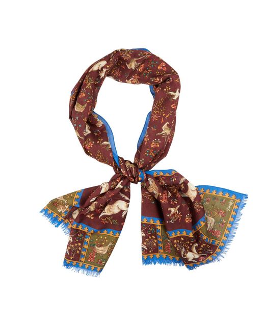 Drake's Brown Unicorn Printed Scarf for men