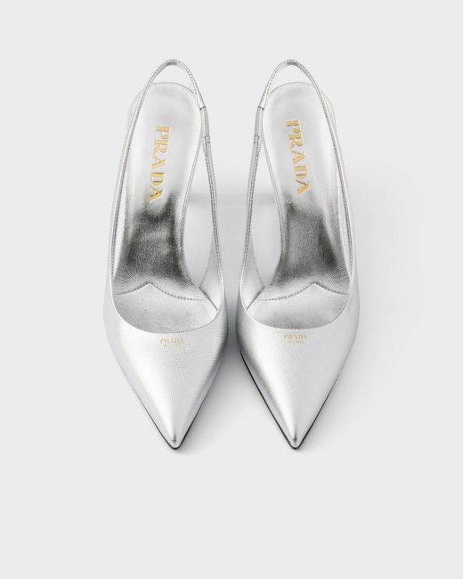 Prada White Slingback Pointed Heeled Pumps