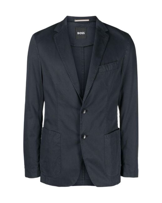 Boss Blue Single-Breasted Blazer for men