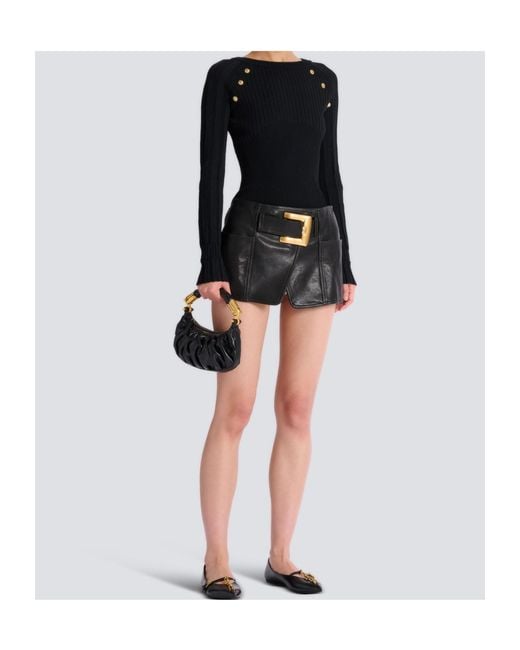 Balmain Black Buttons Knit Top