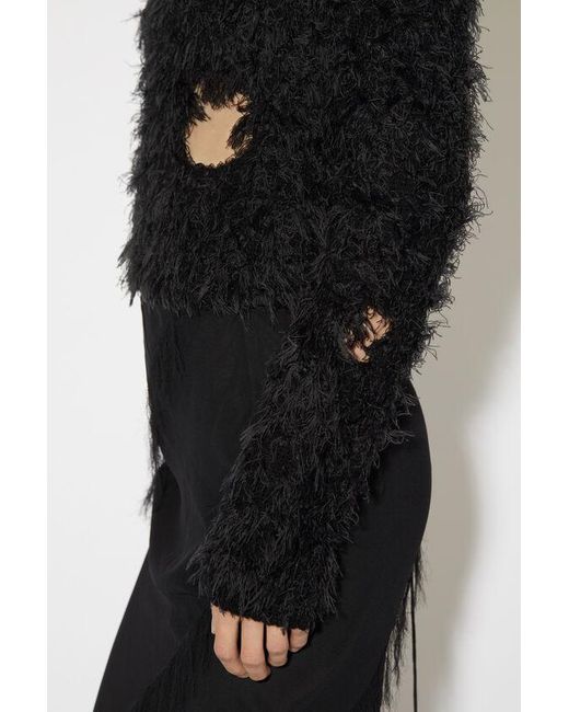 Acne Black Cut-Out Detailed Crewneck Jumper