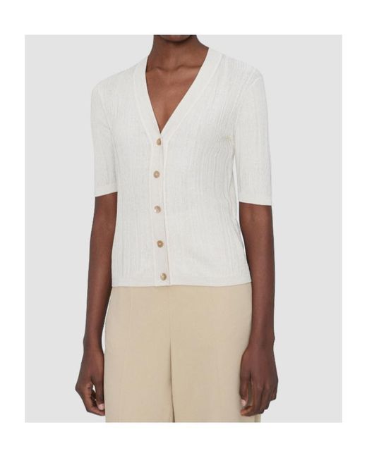 Joseph White V-Neck Short-Sleeve Cardigan