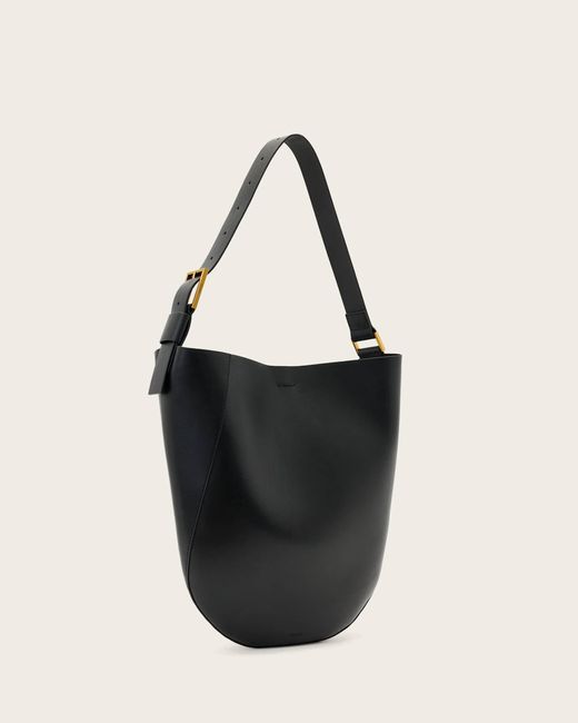 AllSaints Black Luna Hobo Leather Shoulder Bag