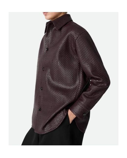 Bottega Veneta Red Mini Intrecciato Leather Shirt