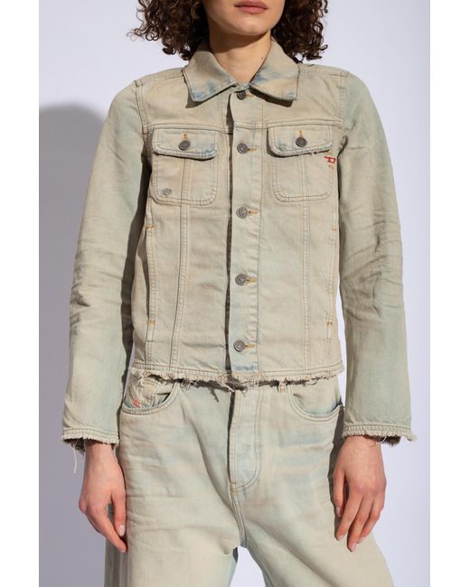 DIESEL White De-Bonny-S1 Frayed-Edge Denim Jacket