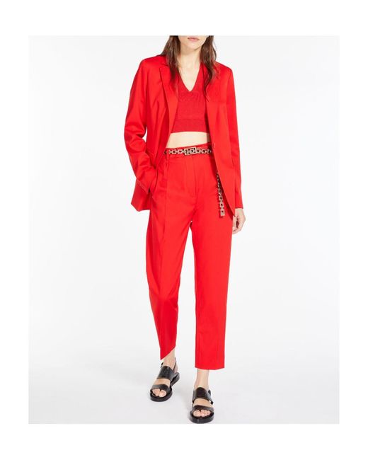 Max Mara Red Single-Breasted Blazer