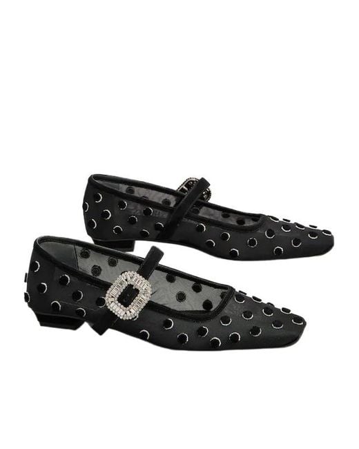 Roger Vivier Black Buckle-Embellished Ballet Flats