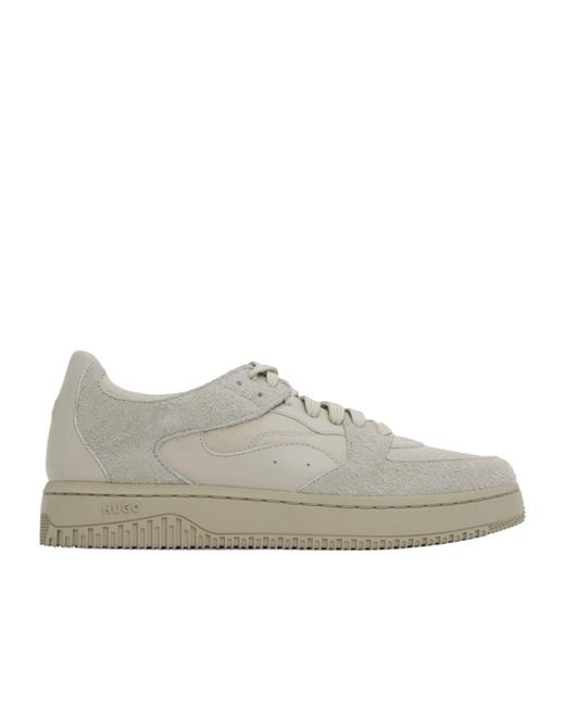 Boss Gray Round Toe Low Top Sneakers for men