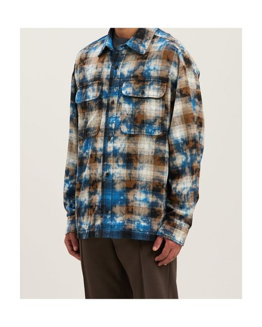Palm Angels Green Checked Long-Sleeved Shirt for men