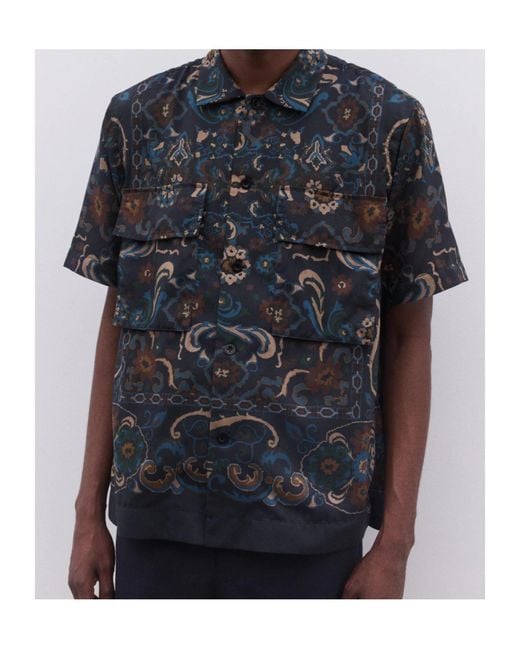 Sacai Blue Paisley-Pattern Pocket Shirt for men