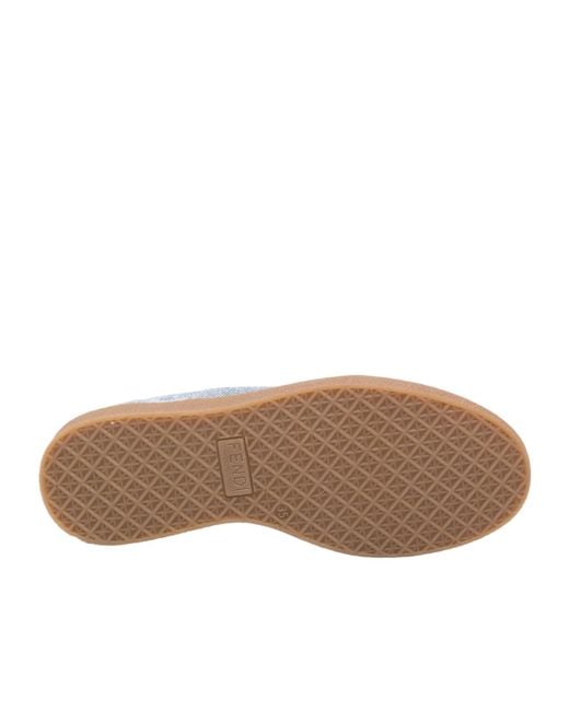 Fendi Blue Round-Toe Sneakers