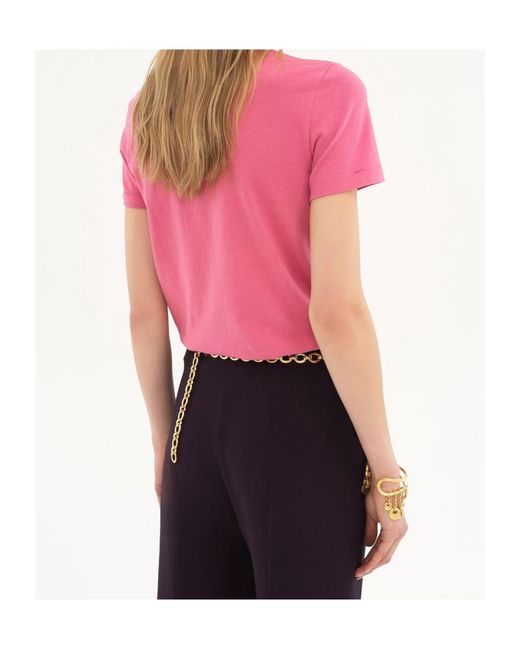 Chloé Pink Chloé Logo Printed Crewneck T-Shirt