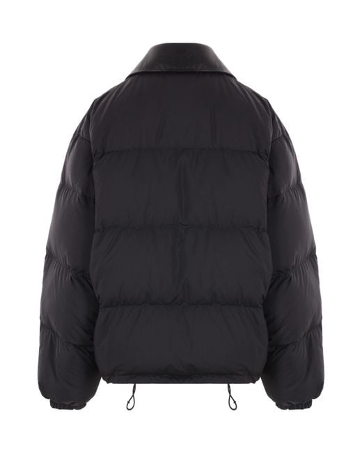 Miu Miu Black Technical Pongé Cropped Down Jacket