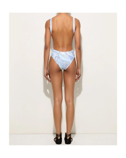 Emilio Pucci Blue Pucci Printed One-Piece Beachwear