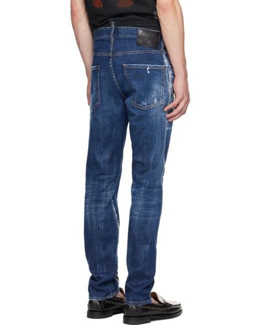 DSquared² Blue Dark Cb Wash Cool Guy Distressed Jeans for men
