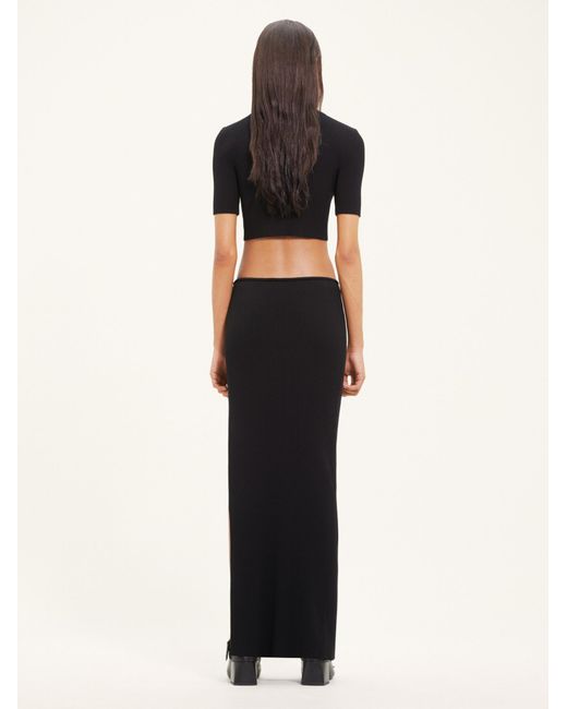 Courreges Black Courrèges Mockneck Rib Knit Cropped Top