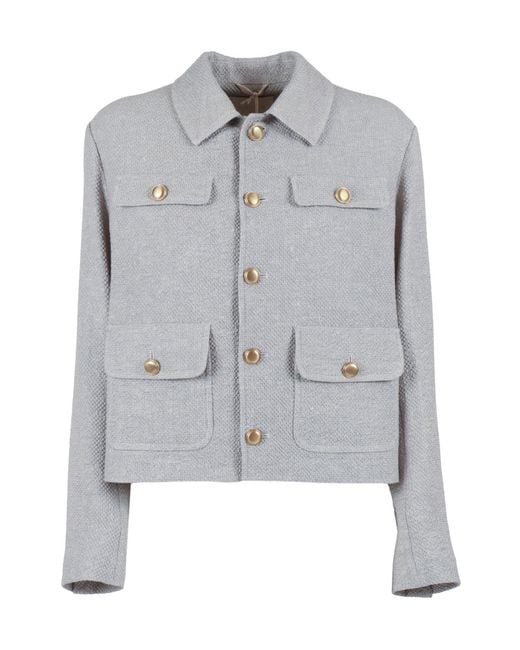 Circolo 1901 Gray Point-Collar Jacket