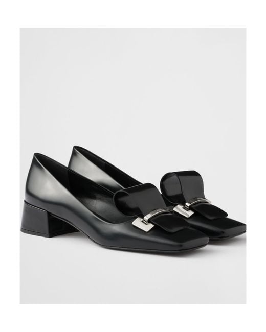 Prada Black Square-Toe Slip-On Pumps