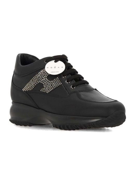 Hogan Black Round-Toe Lace-Up Sneakers